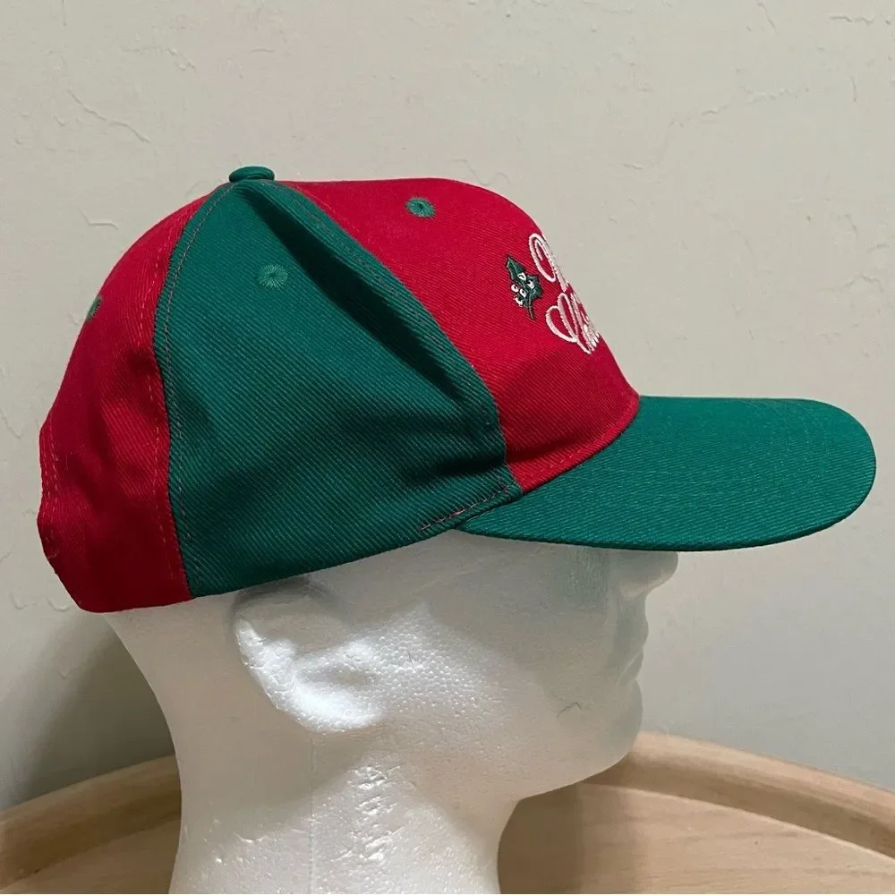 Vintage Merry Christmas Graphic Snapback Hat Cotton Embroidered Festive Holiday - Picture 7 of 14